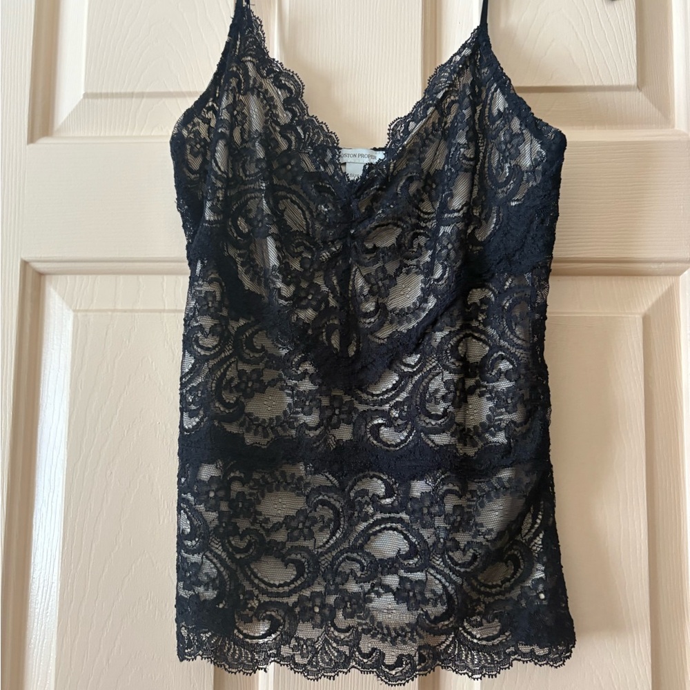 Boston Proper Black Lace Top